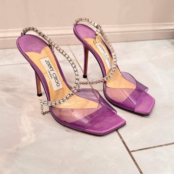 Jimmy Choo Saeda Sandal 100 Size 36 in Wisteria/Aurora (Purple) - Picture 1 of 4
